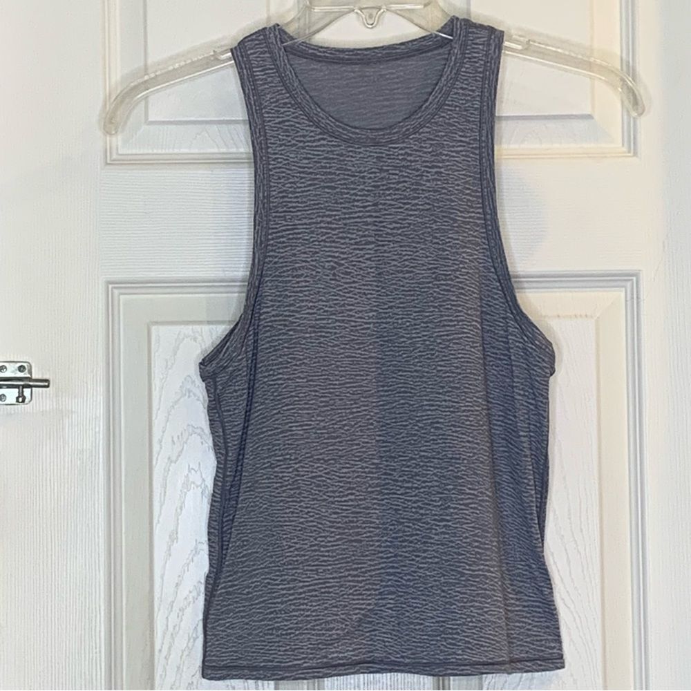 Lululemon Squad Goals Tank Sheer Luon Pebble Jacquard Gray Black Size 8